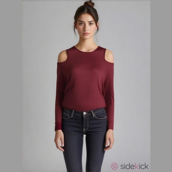 AnyBody Tops - AnyBody Loungewear Womens Brushed Hacci Cold Shoulder Top in  Grape Wine Size XS